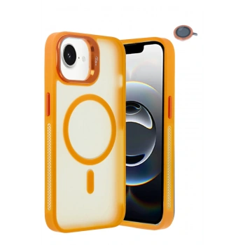 iPhone 16E Flet Lens Magsafe Kapak - Turuncu