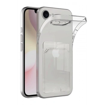 iPhone 16E Kılıf Kart Şeffaf Silikon - Şeffaf