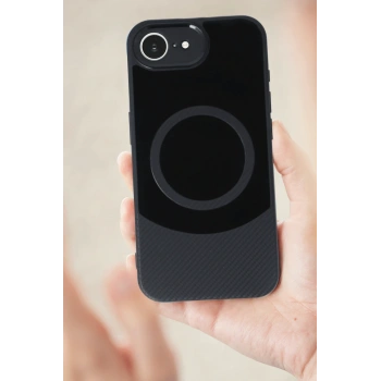 iPhone 16E Kılıf Maya Karbon Kapak - Siyah