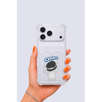 İphone 17 Pro Max Kartlıklı Oreo Desenli Kılıf