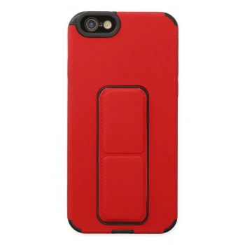 iPhone 6 Kılıf Mega Standlı Silikon - Kırmızı