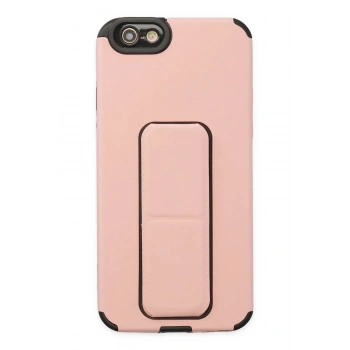 iPhone 6 Kılıf Mega Standlı Silikon - Pudra