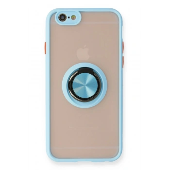 iPhone 6 Kılıf Montreal Yüzüklü Silikon Kapak - Buz Mavi