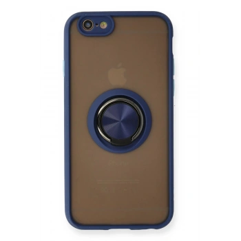 iPhone 6 Kılıf Montreal Yüzüklü Silikon Kapak - Lacivert