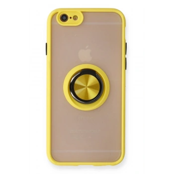 iPhone 6 Kılıf Montreal Yüzüklü Silikon Kapak - Sarı