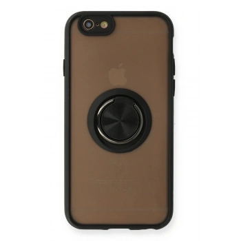 iPhone 6 Kılıf Montreal Yüzüklü Silikon Kapak - Siyah