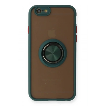 iPhone 6 Kılıf Montreal Yüzüklü Silikon Kapak - Yeşil
