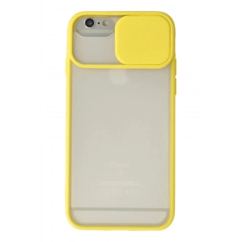 iPhone 6 Kılıf Palm Buzlu Kamera Sürgülü Silikon - Sarı