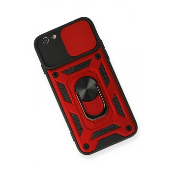 iPhone 6 Kılıf Pars Lens Yüzüklü Silikon - Kırmızı