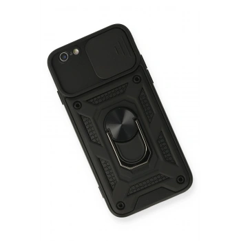 iPhone 6 Kılıf Pars Lens Yüzüklü Silikon - Siyah