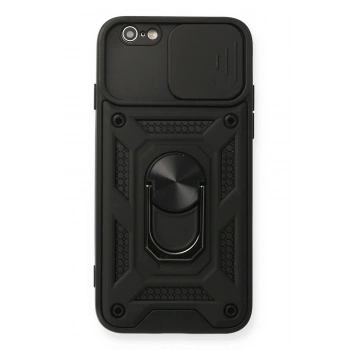 iPhone 6 Kılıf Pars Lens Yüzüklü Silikon - Siyah