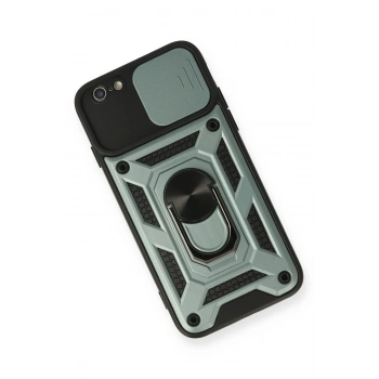 iPhone 6 Kılıf Pars Lens Yüzüklü Silikon - Yeşil