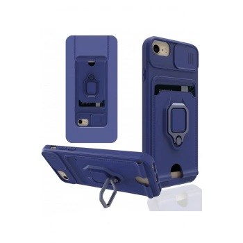 iPhone 6 Kılıf Zuma Kartvizitli Yüzüklü Silikon - Lacivert