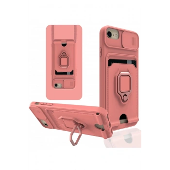iPhone 6 Kılıf Zuma Kartvizitli Yüzüklü Silikon - Pembe