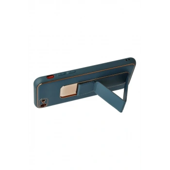 iPhone 7 Kılıf Coco Deri Standlı Kapak - Mavi