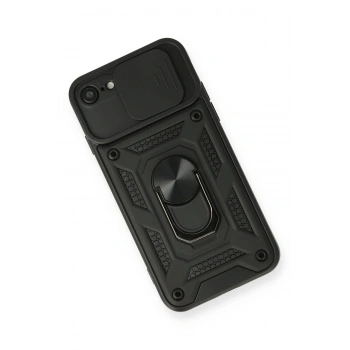 iPhone 7 Kılıf Pars Lens Yüzüklü Silikon - Siyah