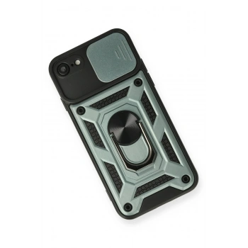 iPhone 7 Kılıf Pars Lens Yüzüklü Silikon - Yeşil