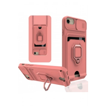 iPhone 7 Kılıf Zuma Kartvizitli Yüzüklü Silikon - Pembe