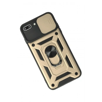 iPhone 7 Plus Kılıf Pars Lens Yüzüklü Silikon - Gold