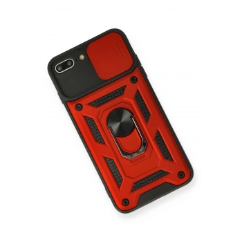 iPhone 7 Plus Kılıf Pars Lens Yüzüklü Silikon - Kırmızı