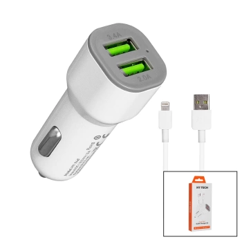 İPHONE - KABLOLU  OTO - ARAÇ ÇAKMAKLIK ŞARJ BAŞLIK SET  3.1A - 155W - 1MT KABLO  HY-X44 (4887)