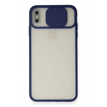 iPhone X Kılıf Palm Buzlu Kamera Sürgülü Silikon - Lacivert