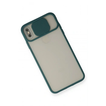 iPhone X Kılıf Palm Buzlu Kamera Sürgülü Silikon - Yeşil