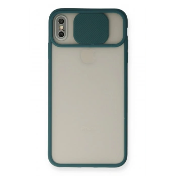 iPhone X Kılıf Palm Buzlu Kamera Sürgülü Silikon - Yeşil