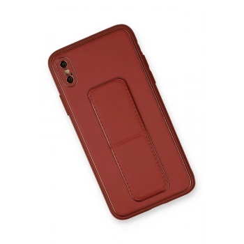 iPhone XS Max Kılıf Coco Deri Standlı Kapak - Fuşya