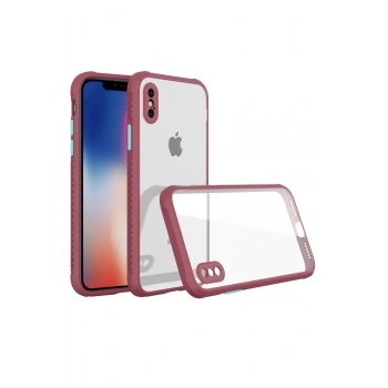 iPhone XS Max Kılıf Miami Şeffaf Silikon - Fuşya