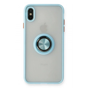 iPhone XS Max Kılıf Montreal Yüzüklü Silikon Kapak - Buz Mavi