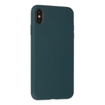 iPhone XS Max Kılıf Nano içi Kadife Silikon - Koyu Yeşil