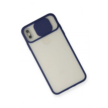 iPhone XS Max Kılıf Palm Buzlu Kamera Sürgülü Silikon - Lacivert