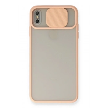 iPhone XS Max Kılıf Palm Buzlu Kamera Sürgülü Silikon - Pembe