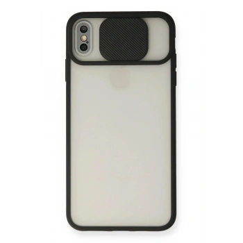 iPhone XS Max Kılıf Palm Buzlu Kamera Sürgülü Silikon - Siyah