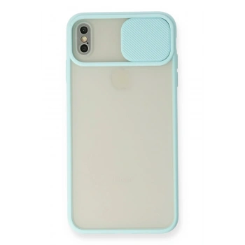 iPhone XS Max Kılıf Palm Buzlu Kamera Sürgülü Silikon - Turkuaz