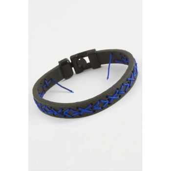 İpli İşlemeli Kaliteli Suni Deri Bileklik