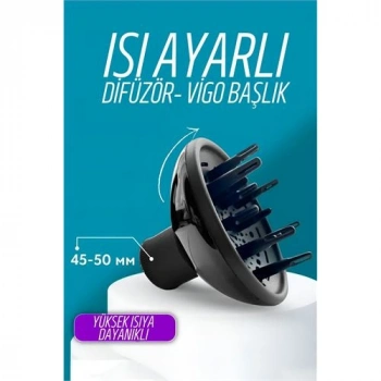 Isı Ayarlamalı Fön Için Difüzör Vigo Başlık Dönerli Profesyonel