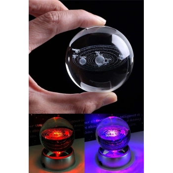 Işıklı Cam Küre Güneş Sistemi Saat Pilli