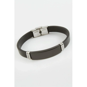 İsim Yazılabilir Deri Çelik Bileklik