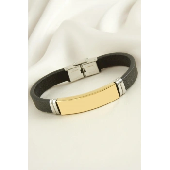 İsim Yazılabilir Deri Çelik Bileklik