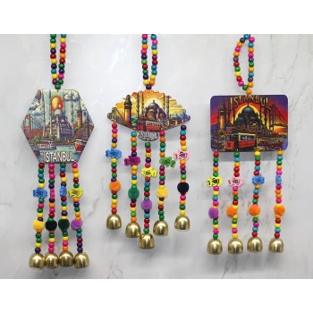 İstanbul Temalı Renkli Boncuklu Asmalı Rüzgar Çanı