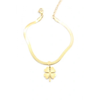 İtalyan Zincir Yonca Bileklik - Altın