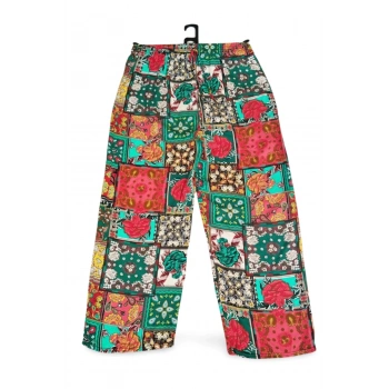 İthal Viskon Geniş Paça Şık Etnik Otantik Desenli Pantolon -  - Desen4