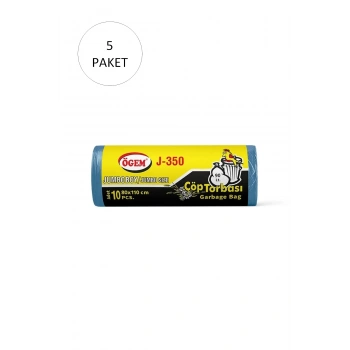 J-350 Jumbo Boy Çöp Torbası 80 x 110 cm 10 Lu Rulo x 5 Paket = 50 Adet (Mavi)
