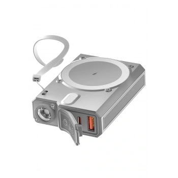 J38 10.000 mAh 20W PD Led Işıklı Magsafe Powerbank - Gri