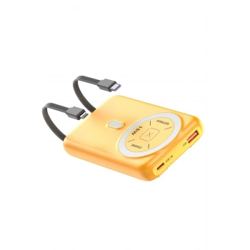 J39 10.000 mAh 20W PD Dahili Kablolu Magsafe Powerbank - Turuncu