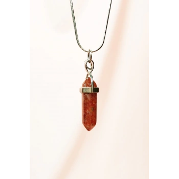 Jasper Doğal Taşı Zincirli El Yapımı Tasarımlı Kolye Uç: 3,5 cm Zincir: 20 cm Kutulu