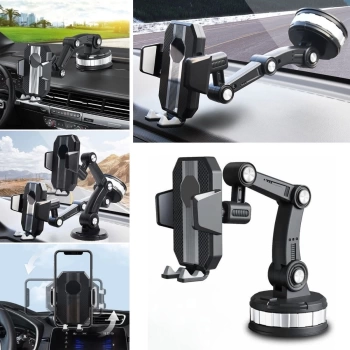 Jel Vantuzlu Cama Takılabilen Güçlü 360 Derece Dönebilen Ayarlanabilir Araç Içi Vantuzlu Telefon Tutucu (4887)