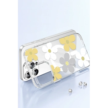  Apple iPhone 14 Floral Magsafe Kapak - Sarı